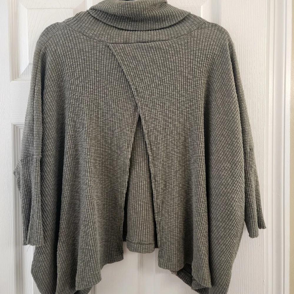 Free People Beach Womens World Traveler Open Split Back Top Ribbed Cowl Neck XS